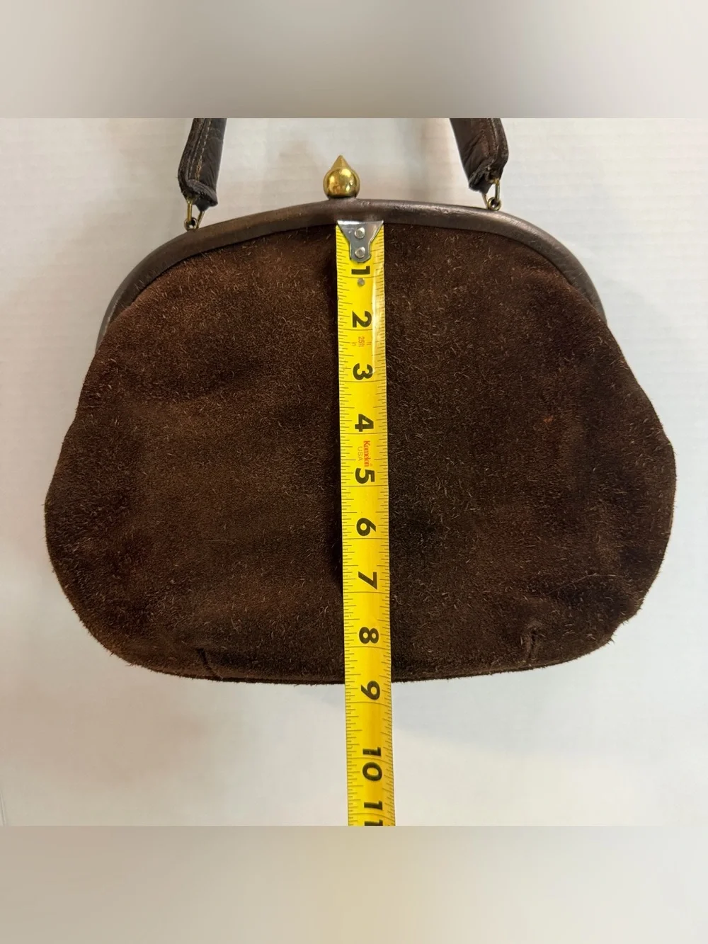 60s Dark Brown Suede Top-Handle Satchel